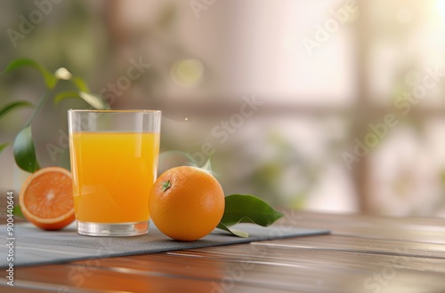 Orange Juice and Fruit on Table