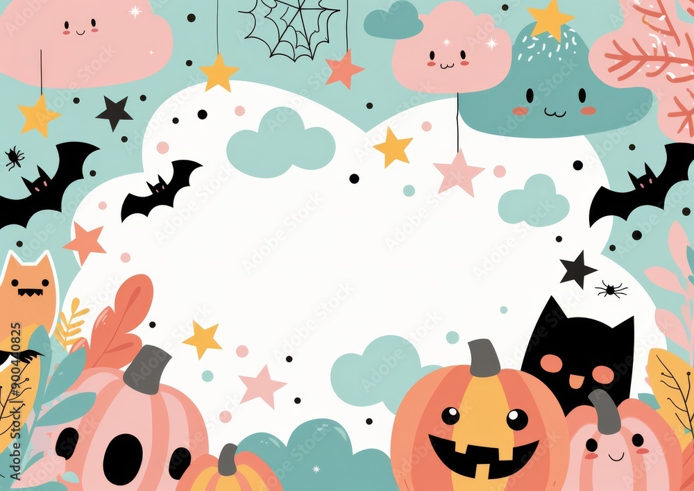 Fototapeta premium Smiling Pumpkins Halloween Background