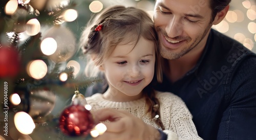 Girl Decorating Christmas Tree