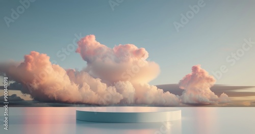 Glass on a Platform With Pink and Blue Background