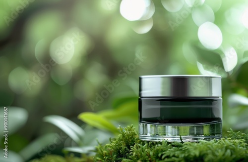 Cream Jar on Mossy Surface