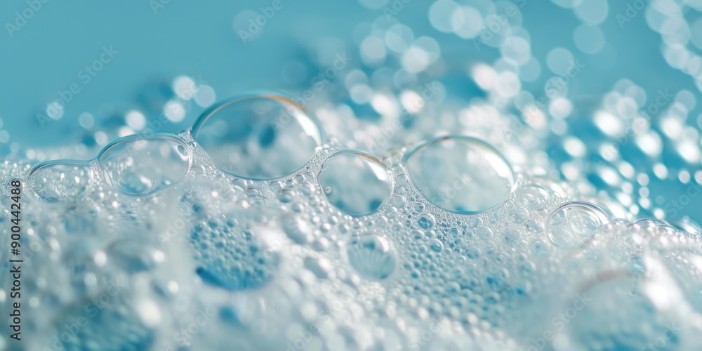 A collection of bubbles rising from the bottom to the surface of calm blue water A collection of bubbles rising from the bottom to the surface of calm blue water