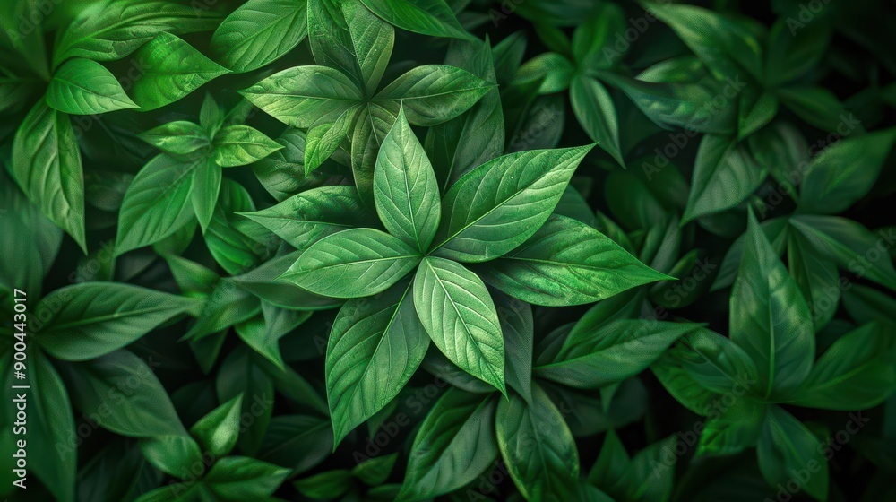 3D render of green leaves forming a star, high contrast lighting, aerial view, sharp edges, rich green colors 3D render of green leaves forming a star, high contrast lighting, aerial view, sharp edges, rich green colors