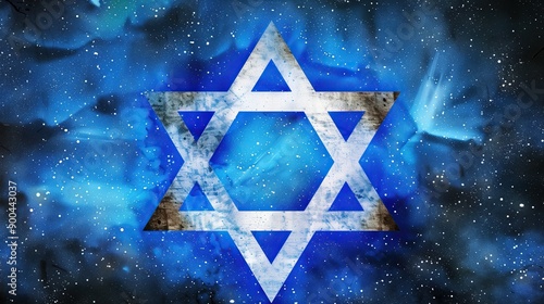 blue cosmic background star of David nebula spiritual festival celebration themes religious symbolism photo