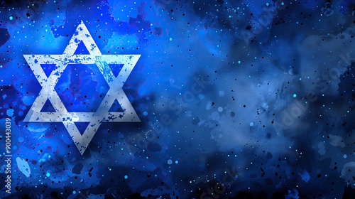 blue abstract hanukkah background with white Star of David religious celebrations cultural holiday themes photo