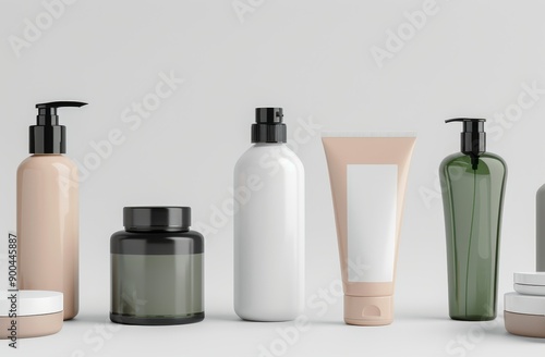 Skincare Products on White Background