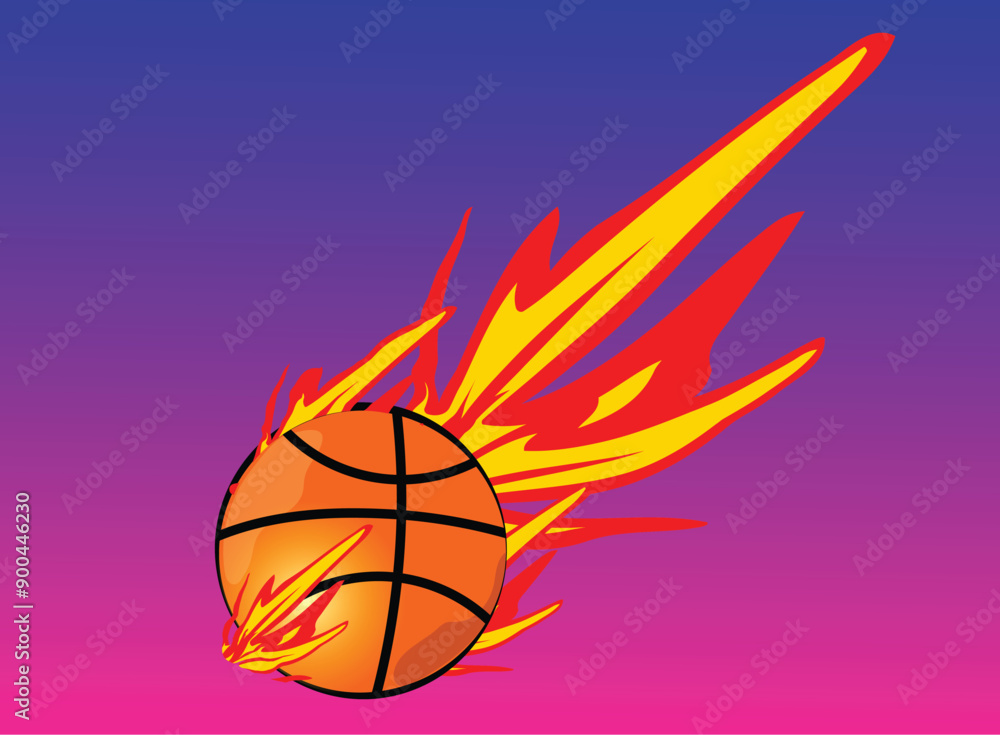 Obraz premium Fiery basketball flying through the air leaving a trail of flames