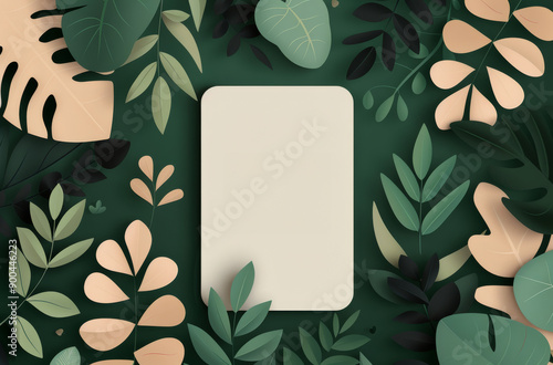 Tropical Leaf Arrangement on Mint Green Background