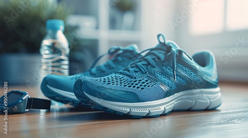 Fitness Shoes and Water Bottle Set for Exercise Sessions