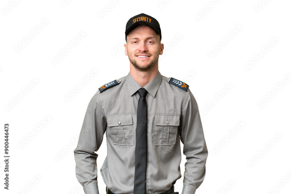 Young security caucasian man over isolated background laughing Young security caucasian man over isolated background laughing