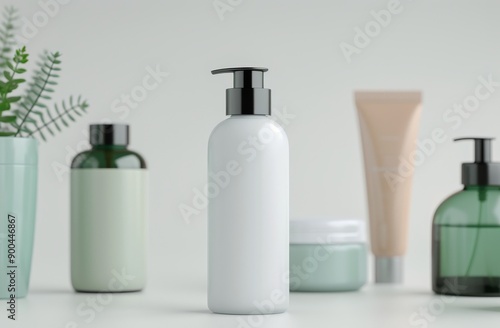 Skincare Products on White Background