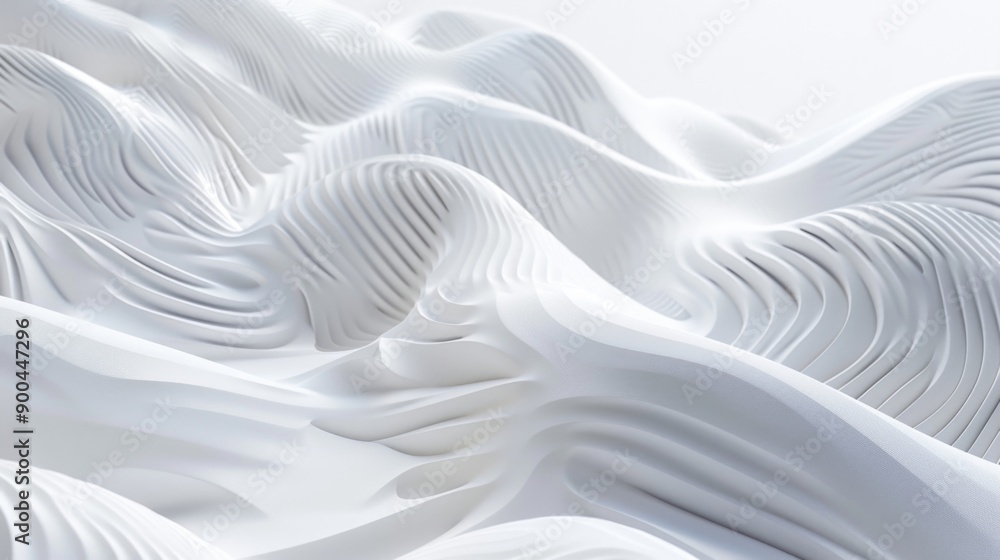A detailed view of a white wave-shaped sculpture A detailed view of a white wave-shaped sculpture