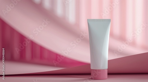 White Lotion Tube on Pink Platform