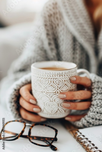 Woman's Hands Holding a Mug of Coffee