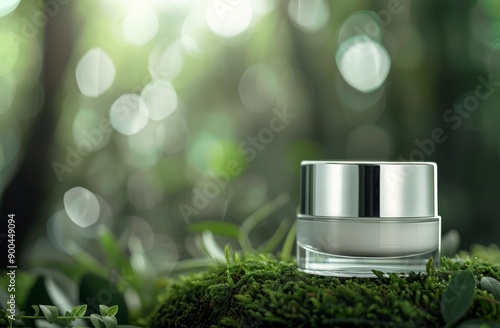 Cream Jar on Moss in Forest