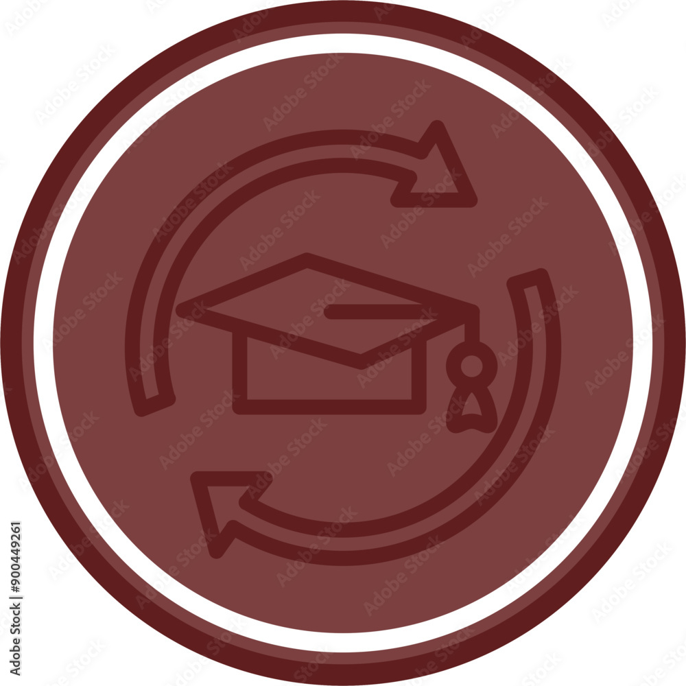 Continuous Learning Vector Line Double Circle Maroon Continuous Learning Vector Line Double Circle Maroon
