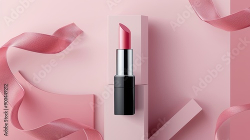 Pink Lipstick on Pink Background
