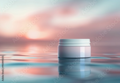 White Cream Jar Floating in Water