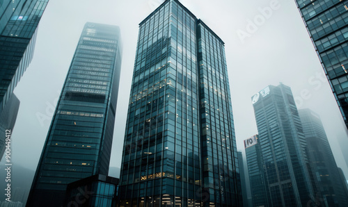 Skyscrapers In A Foggy City