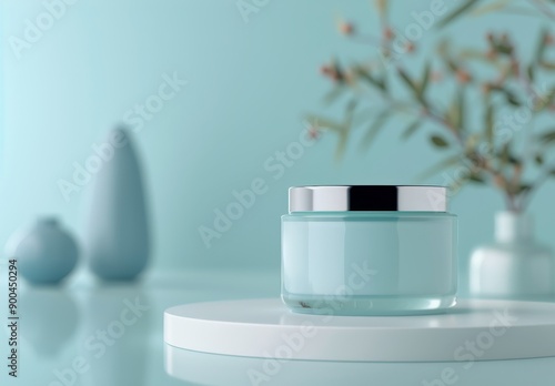 White Cream Jar on Platform in Water