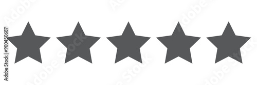 Product rating or customer review 5 star icon.  Five star rating icon. 
