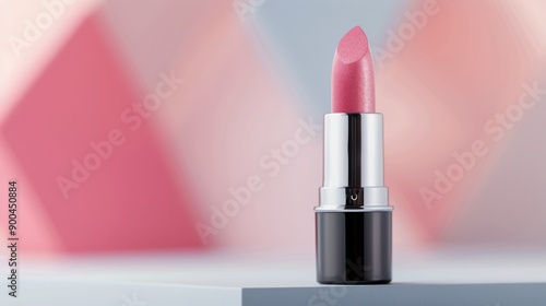 Pink Lipstick on Geometric Background
