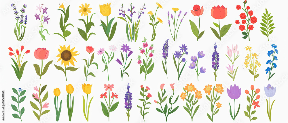 A collection of flowers in various colors and sizes A collection of flowers in various colors and sizes