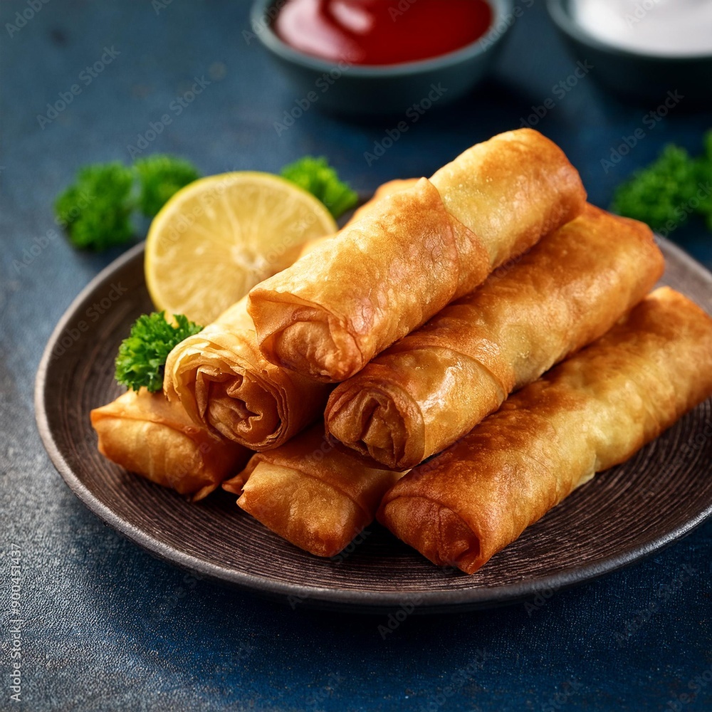 Turkish deep fried cigar shaped spring rolls, sigara borek Turkish deep fried cigar shaped spring rolls, sigara borek