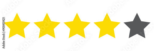 Product rating or customer review 5 star icon.  Five star rating icon. 