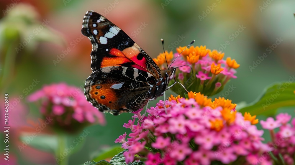 Macro shot of a butterfly on a flower. Macro shot of a butterfly on a flower.