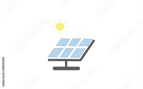 Solar panel vector concept. solar energy icon with sun. solar power plant. high quality, illustration graphic vector design