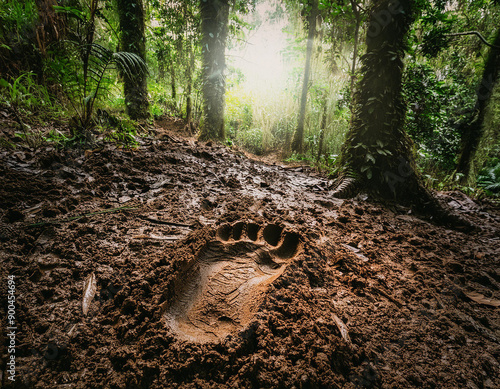 Cryptozoology Evidence Large Footprint in Muddy Forest Bigfoot Tracks of Mysterious Creature