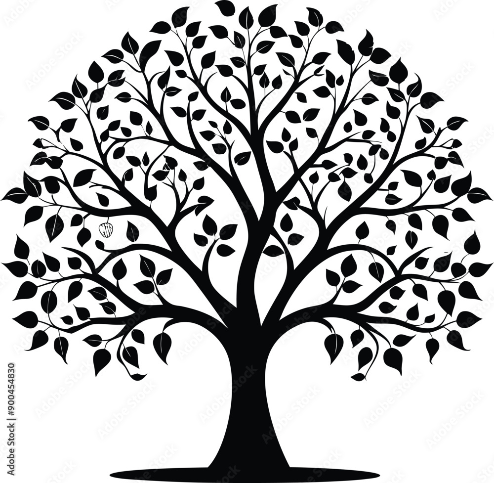 Obraz premium Black and white apple tree silhouette