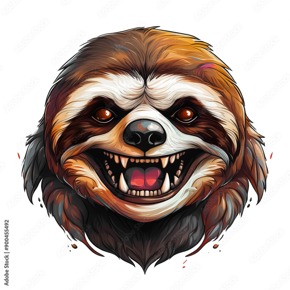 Wild angry animal pugnacious combative motivational sport logo - sloth