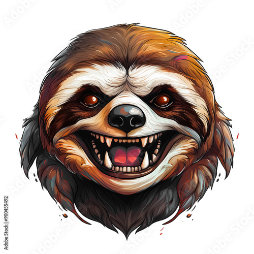 Obraz na płótnie Wild angry animal pugnacious combative motivational sport logo - sloth w salonie