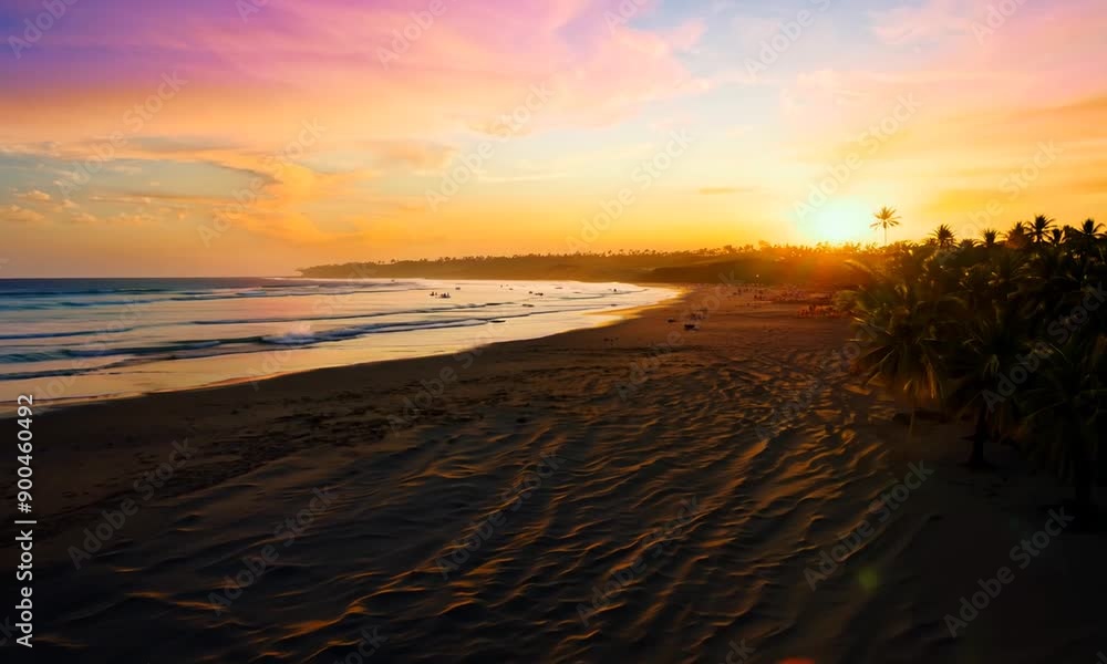 Beach with Stunning Sunset in the Background Beach with Stunning Sunset in the Background