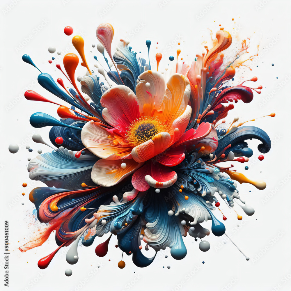 Obraz premium acrylic, artistic, splashes of paint liquid, color stroke, painting, liquid flow, creative, water, natural concept , paint flower 