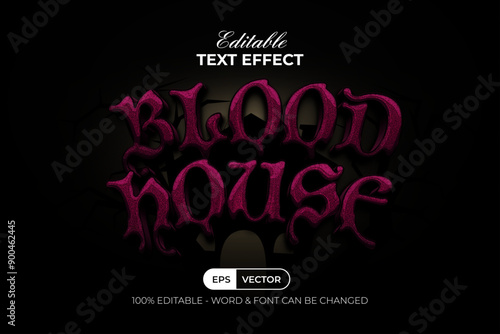 Blood House Text Effect Horror Style. Editable Text Effect Halloween Theme.