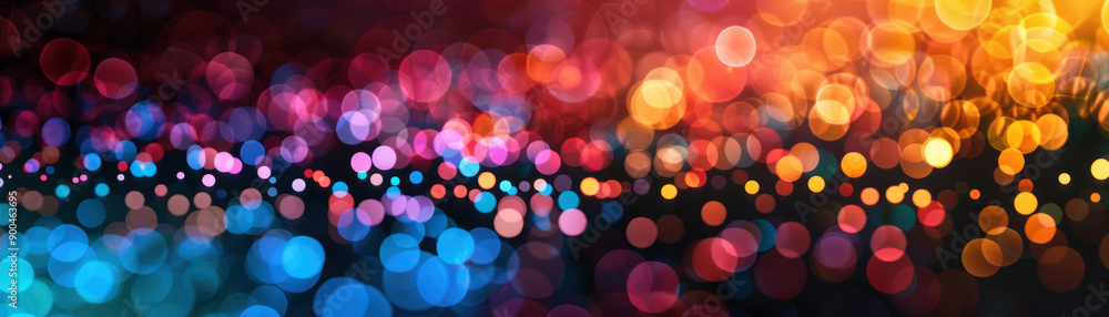 Colorful bokeh lights create a vibrant and festive atmosphere, blending a range of hues in a stunning and abstract display perfect for backgrounds and designs.