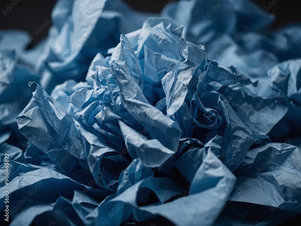 Scrunched blue paper background Scrunched blue paper background