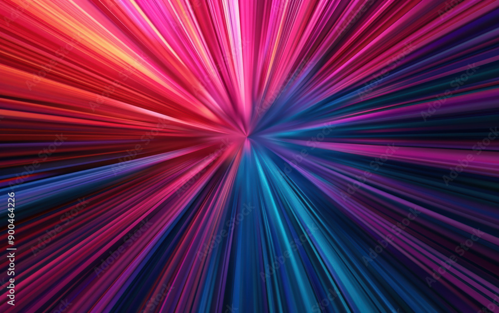Fototapeta premium Colorful abstract radial background with dynamic vibrant lines converging at the center, creating a dazzling explosion of color and light.