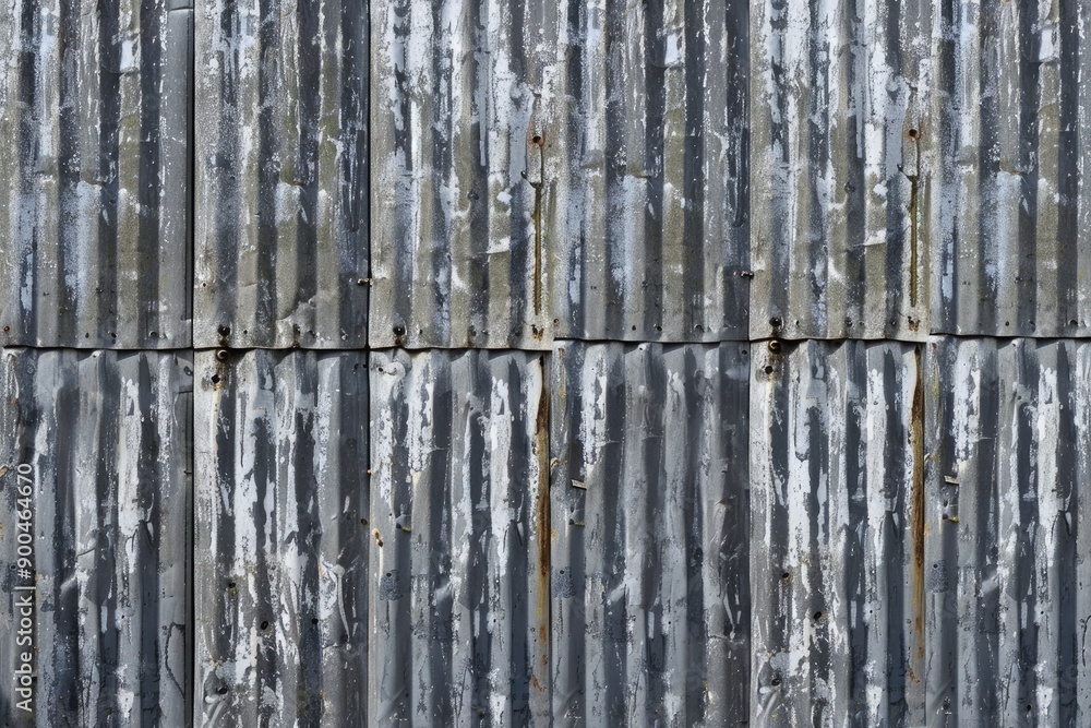 Weathered Corrugated Metal Wall with Peeling Paint Weathered Corrugated Metal Wall with Peeling Paint