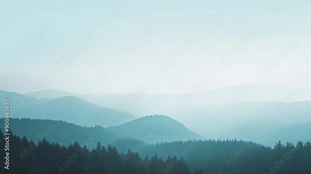 Fototapeta premium Mountains covered with forest, spruce trees in the foreground