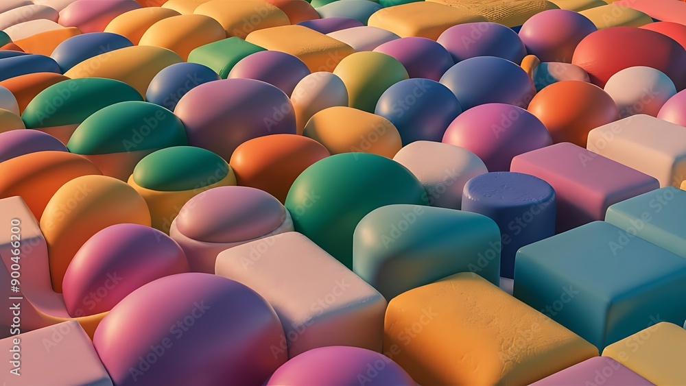 Obraz premium individuality of matching colored shapes each row with 3d render