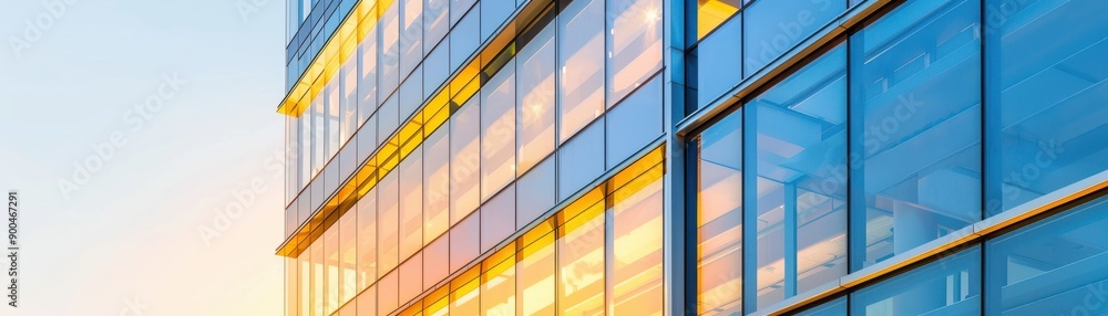 Stunning modern architecture showcasing reflective glass panels and warm sunlight, creating a vibrant urban atmosphere. Stunning modern architecture showcasing reflective glass panels and warm sunlight, creating a vibrant urban atmosphere.