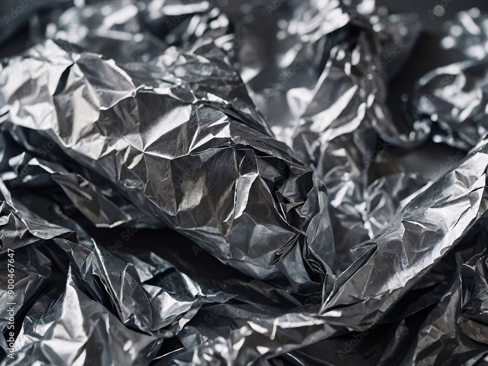 Scrunched silver paper background Scrunched silver paper background