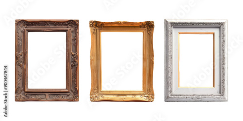 Elegant Decorative Picture Frames in Various Colors On Isolated Background