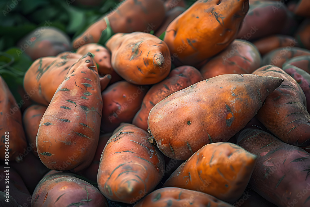 Close up of pile of sweet potato vegetables Close up of pile of sweet potato vegetables