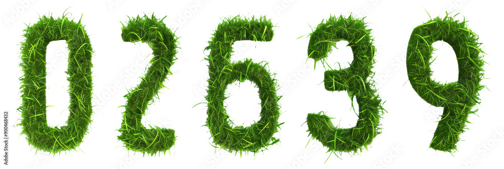Grass Numbers On Isolated Background Grass Numbers On Isolated Background