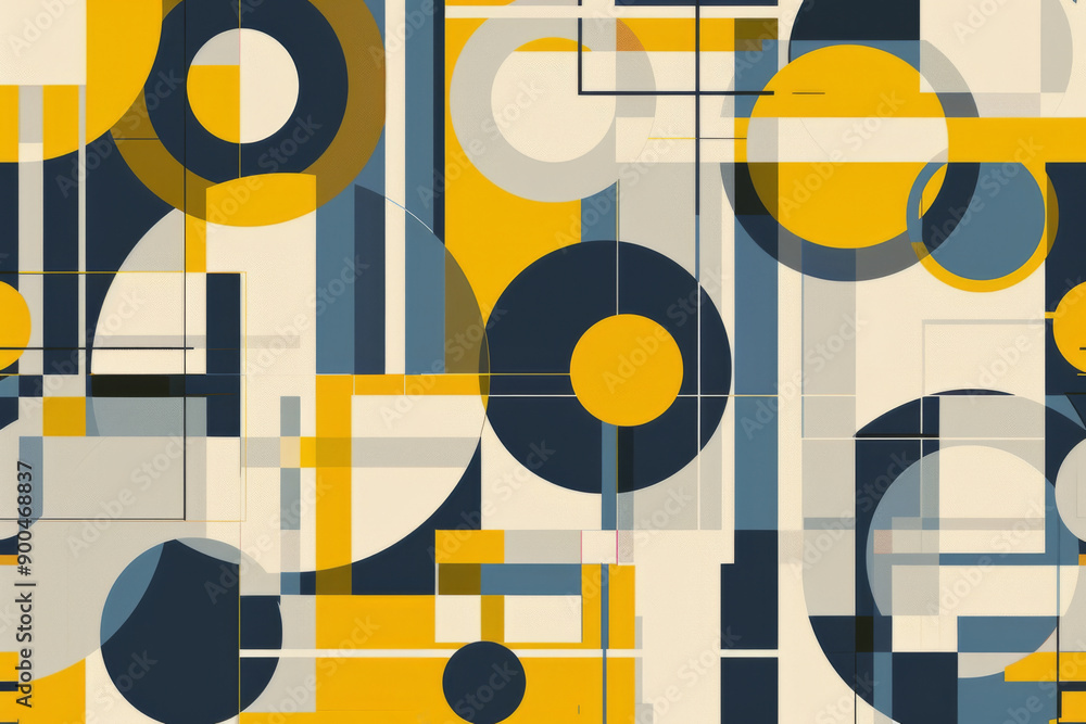 Abstract Geometric Composition with Yellow and Blue Circles Abstract Geometric Composition with Yellow and Blue Circles